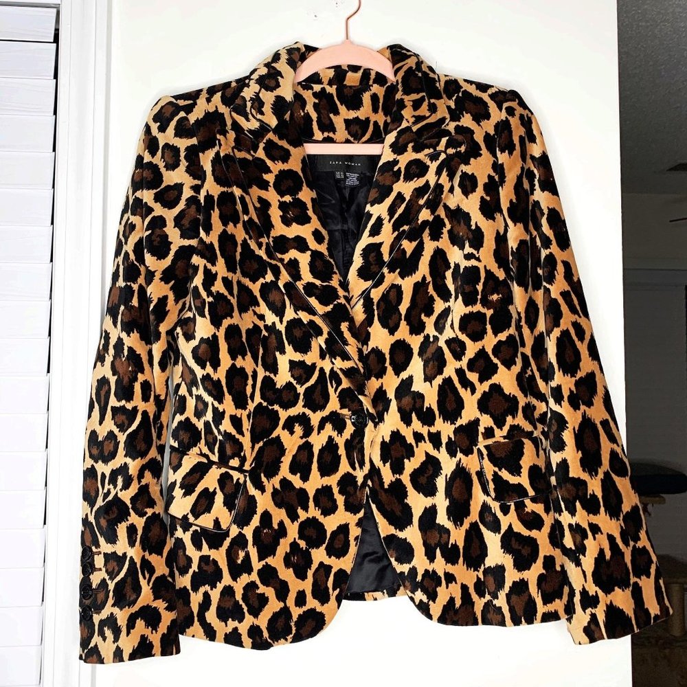 Zara Leopard Print Smoking Jacket Blazer